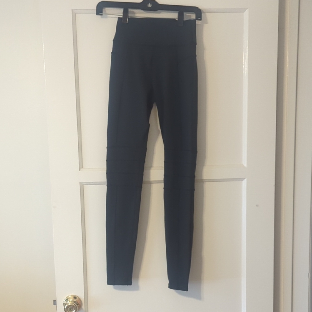 ALO Yoga Dark Green High-Waist XXS Leggings With Black Piping